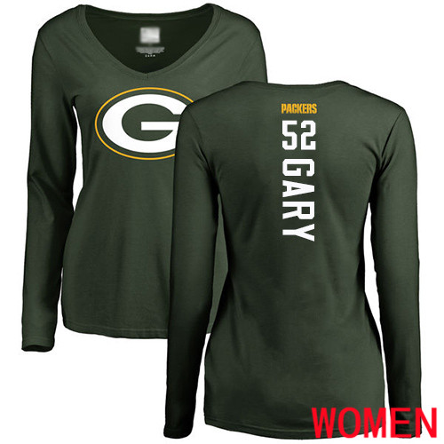 Green Bay Packers Green Women #52 Gary Rashan Backer Nike NFL Long Sleeve T Shirt